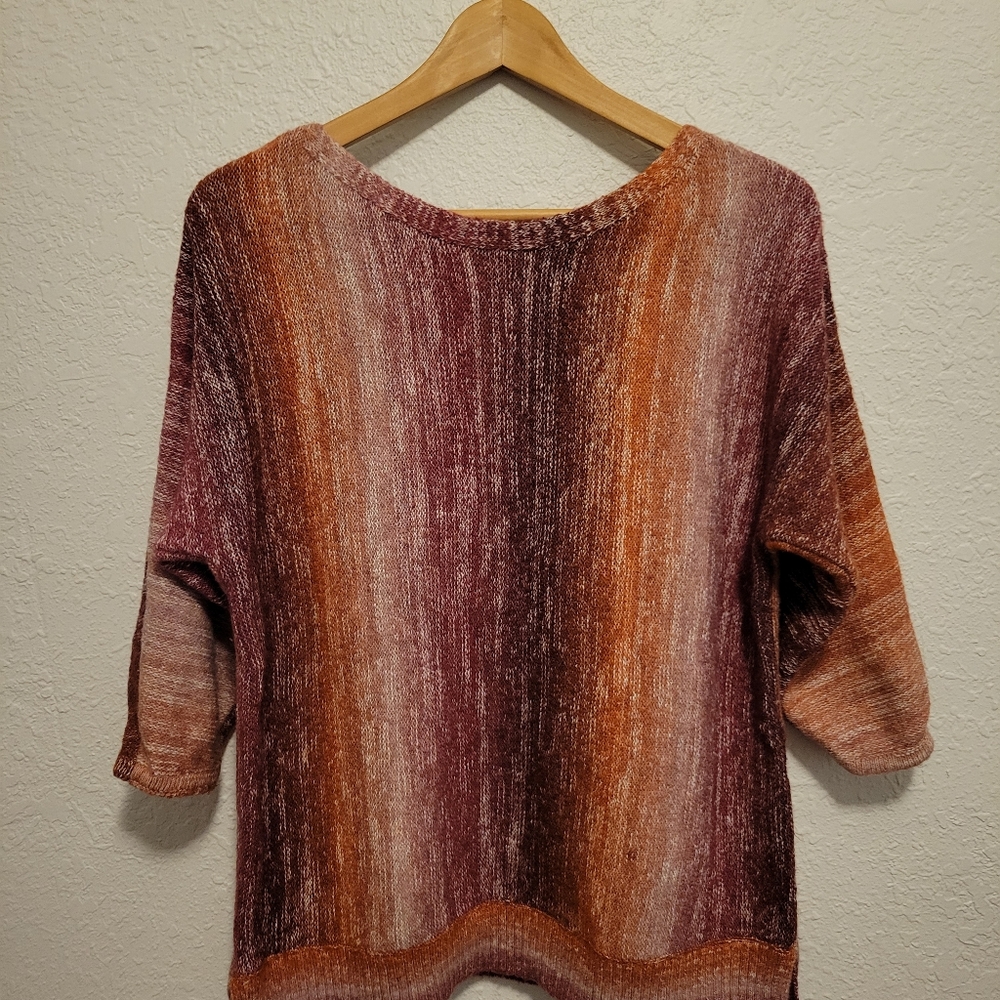 Chico's 3/4 sleeve striped sweater